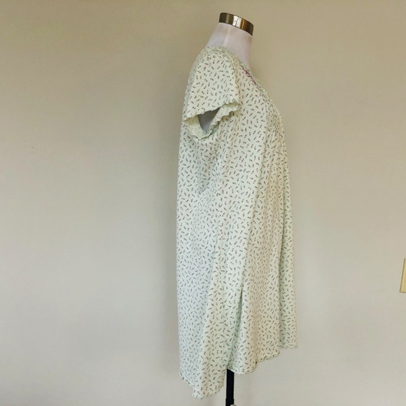 Green Turquoise Floral Pullover Nightgown Large SECRET TREASURES Short Sleeves - Picture 5 of 10